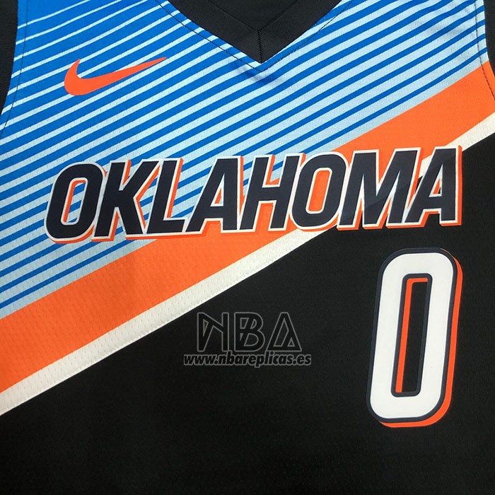 Camiseta Oklahoma City Thunder Russell Westbrook NO 0 Ciudad 2020-21 Negro